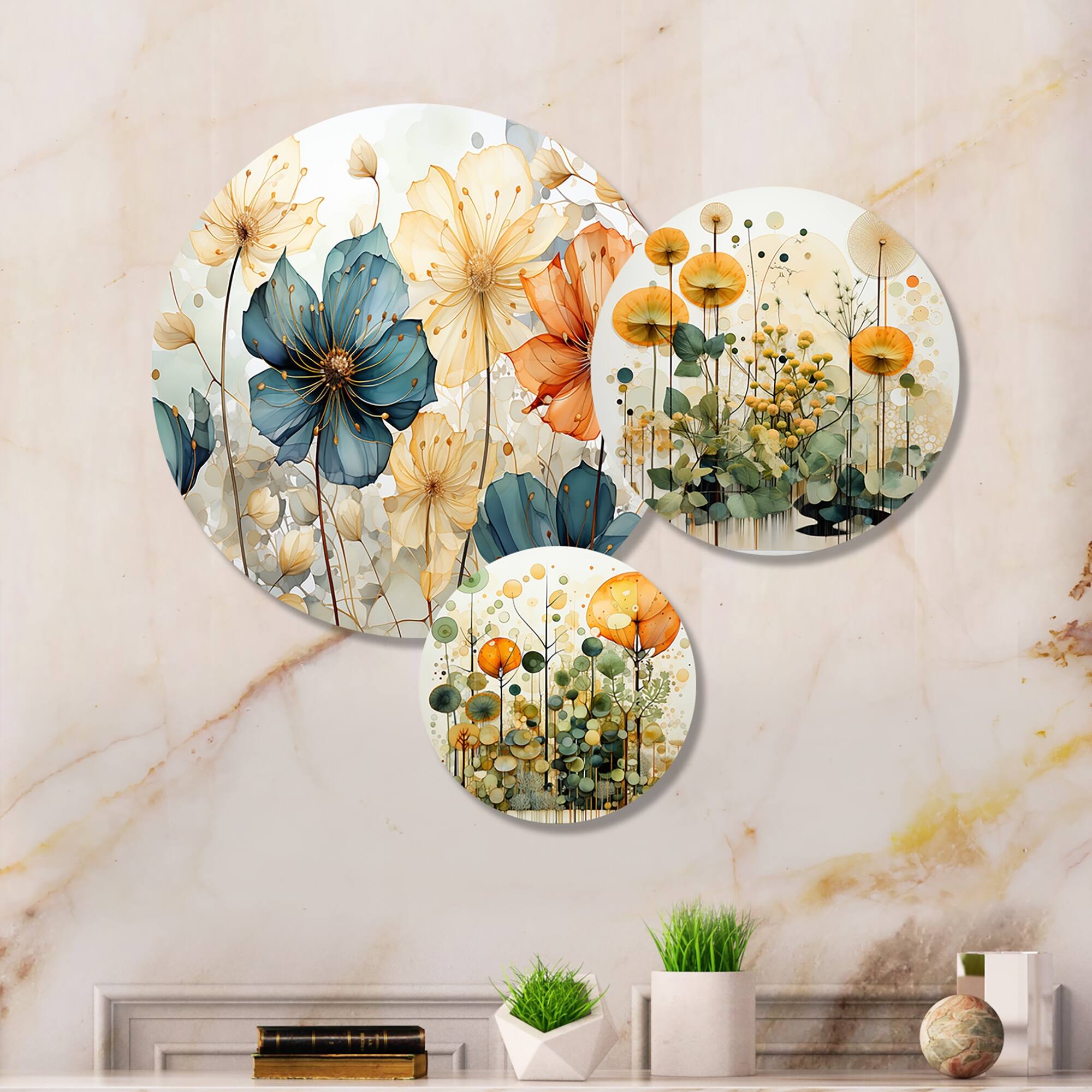 Designart "Green Orange Harmonious Balance I" Abstract Metal Wall Art